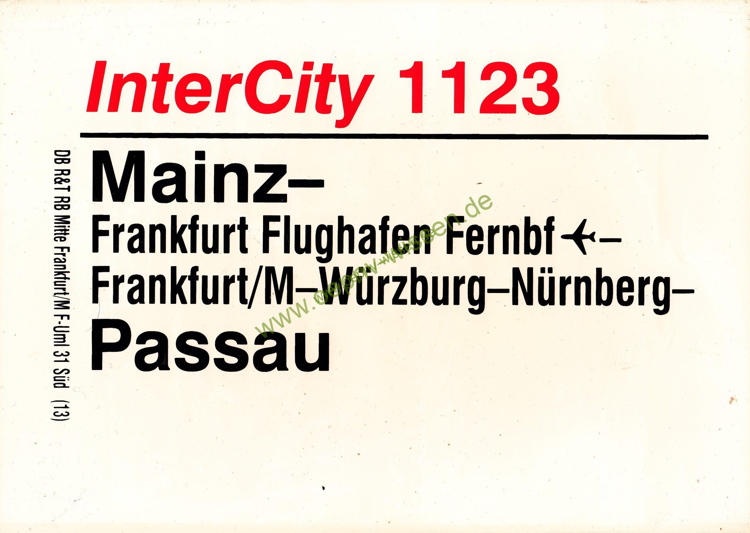 Zuglaufschild IC 1123